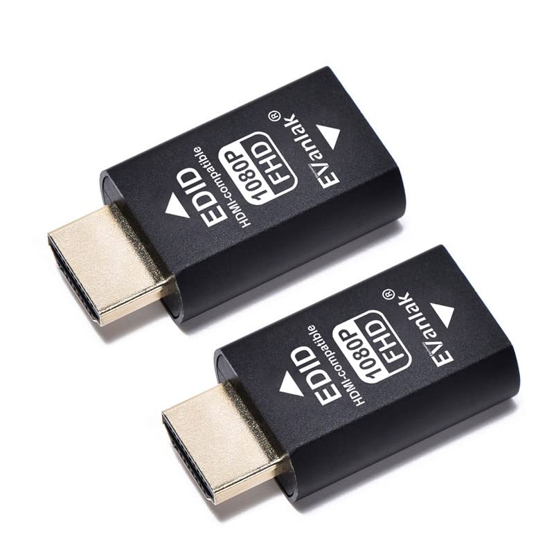 EVanlak 3rd Generrtion Hdmi Edid Emulator Passthrough Eliminated Emulator Adapter Work with Mac Thunderbolt to HDMI Switches/Extender/AV Receiver/Video Splitters -1920X1080@59hz-2pack - Image 1